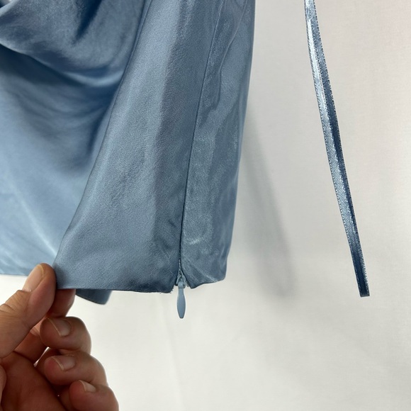 Zara Slate Blue Cowl Neck Camisole size S Satin Cropped NYW Y2K Clubwear Party - Picture 2 of 7